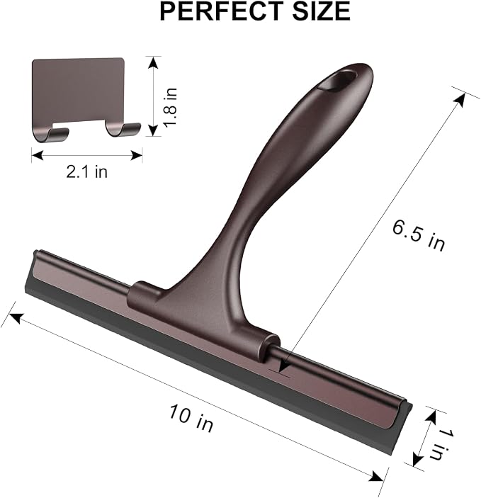 SetSail Squeegee for Shower Glass Door, 10 Inches, Bronze | Stainless Steel Squeegee for Shower Glass Door, All-Purpose Window Squeegee for Shower Mirror Bathroom Car Window Cleaning