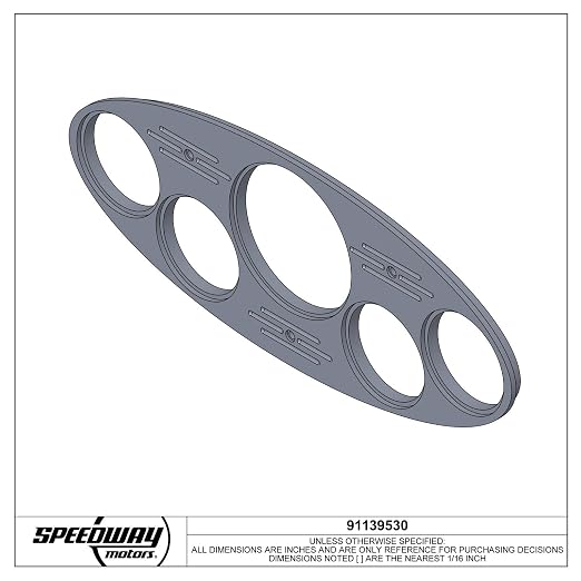 Speedway Motors Billet Aluminum Dash Gauge Panel Polished Insert with 5 Precut Gauge Holes for Street Rod Hot Rod Dashboard Instrument Cluster Mount, Compatible with 1932 Fords