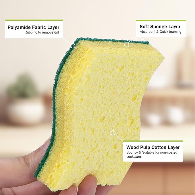 AIDEA Sponges Kitchen-24Count, Heavy-Duty Scrub Sponges, Sponges for Dishes | Sponge for Non-Coated Cookware, Scrubbing Power for Tough Messes, Cleaning Sponge for Kitchen, Bathroom, Household