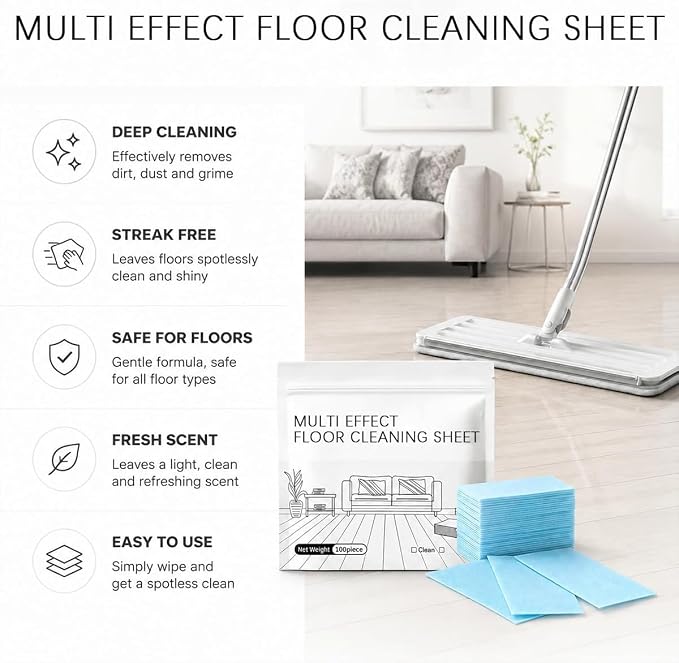 Floor Cleaning Tablets, 100 Count, Concentrated Multi-Surface Cleaner for Hardwood, Tile, Laminate & More (Blue Camellia)