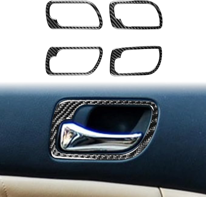 Real Carbon Fiber Trim for Honda Accord Accessories | for 2003 2004 2005 2006 2007，Door Inner Handle Panel Frame Cover，Interior Dash Panel，Thick Overlay Sticker Decal