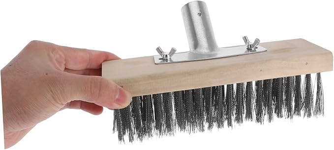 ABOOFAN Stainless Steel Wire Floor Brush Outdoor Scrub Brush for Moss Cleaning Heavy Duty Scrubber for Concrete Tile Garage