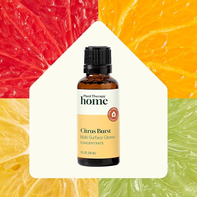 Plant Therapy Home Citrus Burst Blend All Natural Multi-Surface Cleaner Concentrate, Use to Clean Countertops, Stovetops, Tile, Microwave, 30 mL (2-Pack)
