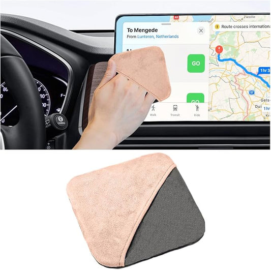 Car Screen Cleaner, Microfiber Cloth Vehicle Touchscreen Cleaning Wipes, Foldable Automotive Interior Cleaning Pad Accessory for Dashboard LCD Display, Universal for Truck SUV RV (Square/Pink)
