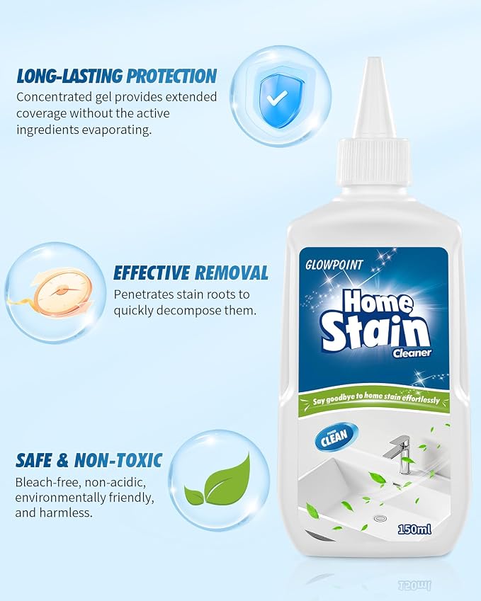 Home Stain Cleaner Gel, Washing Machine Cleaner for Front Load Washer Seals, Bathroom Showers & Tile Grouts, Thick No-Drip Formula (Pack of 1)