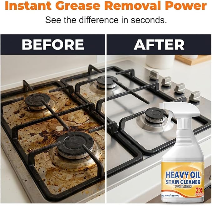 Kitchen Heavy Oil Cleaner, Heavy Duty Stove Top Cleaner & Oven Cleaner - Bio-Enzyme Degreaser for Range Hood Stove & Oven, Lemon Scent (1pcs 100ML)