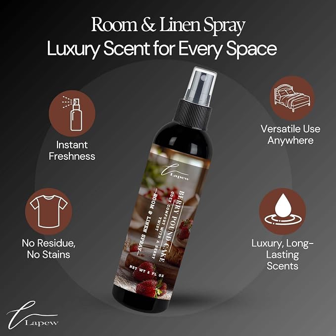 Lapew Room & Linen Spray | Fragrance Mist for Home, Car & Office | Fabric & Air Freshener | Neutralizing Mist | Made in USA | Berry Pound Cake