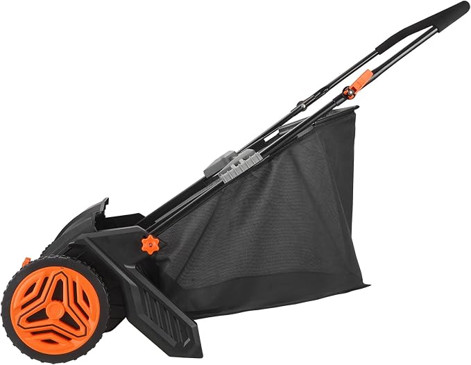 VEVOR Push Lawn Sweeper, 21inch Leaf & Grass Collector, Heavy Duty Thickened Steel Durable to Use with Large Capacity 3.5 cu. ft. Mesh Collection Hopper Bag, 2 Spinning Brushes | Adjustable Brush Height & 2 Spinning Brushes, Manual Yard Sweeper for Lea...