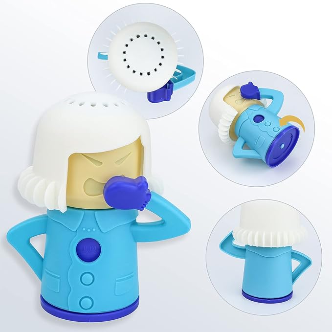 Angry Mom Microwave Cleaner and Chilly Mama Freezer Odor Absorber, 2 PCS Kitchen Gadget Tools Quickly Removes Stains and Odors (Steaming Mama and Fridge Mama)