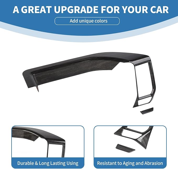 for Silverado Center Dashboard Tray Panel Trim Cover for Chevy Silverado 2022 2023 2024 Black Wood Grain Interior Accessories 2pcs