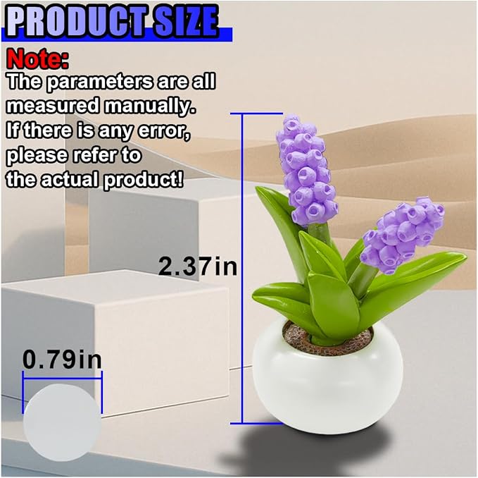 Mini Flower Car Dashboard Decoration - Cute Potted Plant Resin Figurines Car Desk Center Console Decoration - Aesthetic Auto Interior Ornament Accessories Funny Presents for Women (Hyacinth)