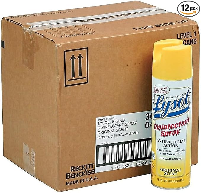 Lysol Professional Disinfectant Spray, Original Scent, 19 Ounce (Pack of 12)