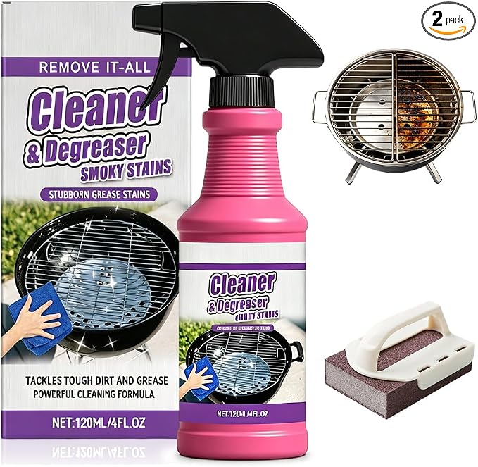 Heavy Duty Grill Degreaser, 2026 Upgrade Multi Purpose Fast Acting Heavy Duty Grill Cleaner Spray, Grease Remover Cleaning Spray for Kitchen, Oven, Outdoor Grill (2)
