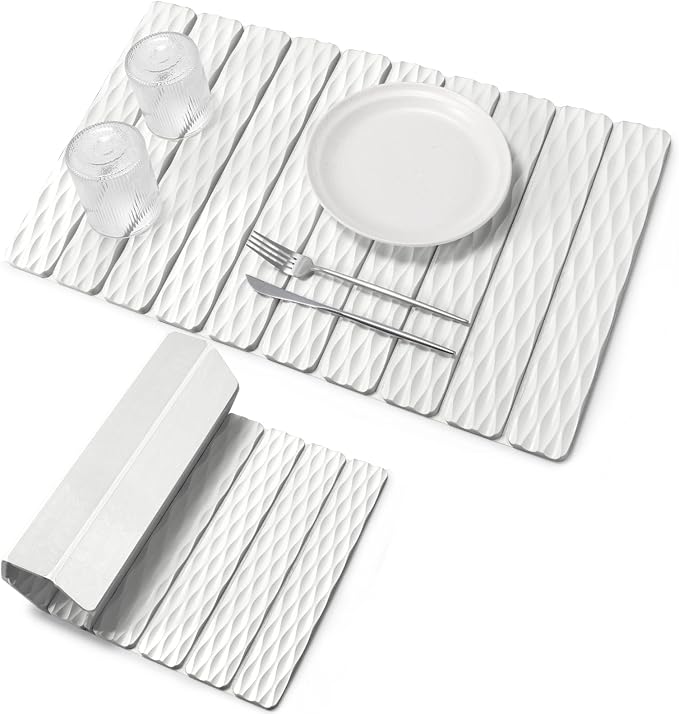 Stone Dish Drying Mats for Kitchen Counter, 24"(L)×16"(W) Wave - Pattern, Fast Drying Collapsible Dish Drying Mat, Eco-Friendly Absorbent Diatomaceous Earth Mats for Match Any Countertop