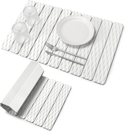 Stone Dish Drying Mats for Kitchen Counter, 24"(L)×16"(W) Wave - Pattern, Fast Drying Collapsible Dish Drying Mat, Eco-Friendly Absorbent Diatomaceous Earth Mats for Match Any Countertop