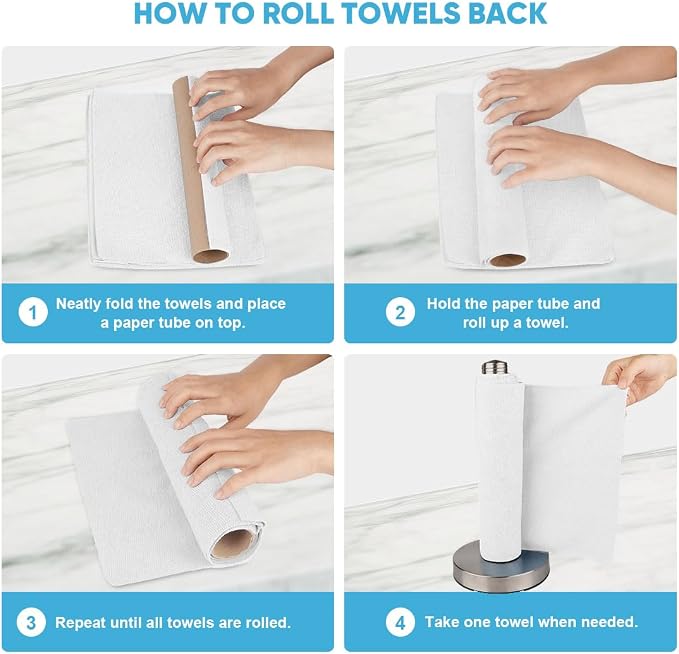 AIDEA White Microfiber Cleaning Cloth-330 Sheets 6 Roll, Shop Rags 11×9" | Reusable Paper Towels, White Shop Towels, Cleaning Rags for Automotive, Mechanic, Workshops, House, Car Cleaning Supplies