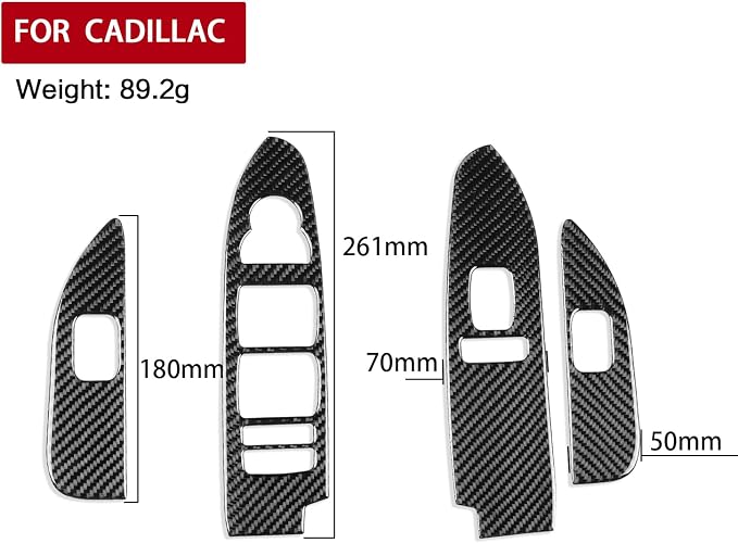 Car Window Lift Switch Panel Trim Real Carbon Fiber Compatible with Cadillac CTS 2008 2009 2010 2011 2012 2013 Interior Stickers Accessories