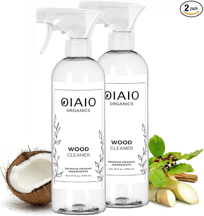 Non-Toxic Wood Cleaner – 2pk - Natural Organic Ingredients - Light Scent | Organic that Truly Performs, Light Palo Santo Scent, People & Pet Safe