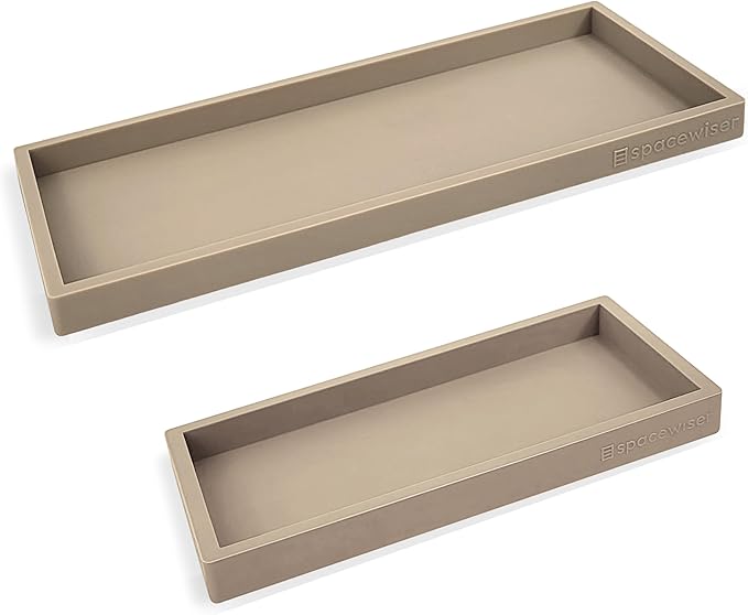 Spacewiser Countertop and Vanity Tray - 2 PC (11” and 7”) Shatterproof Silicone Kitchen and Bathroom Trays for Counter, Kitchen Soap Dispenser Tray, Vanity Trays for Bathroom, Perfume Key Tray