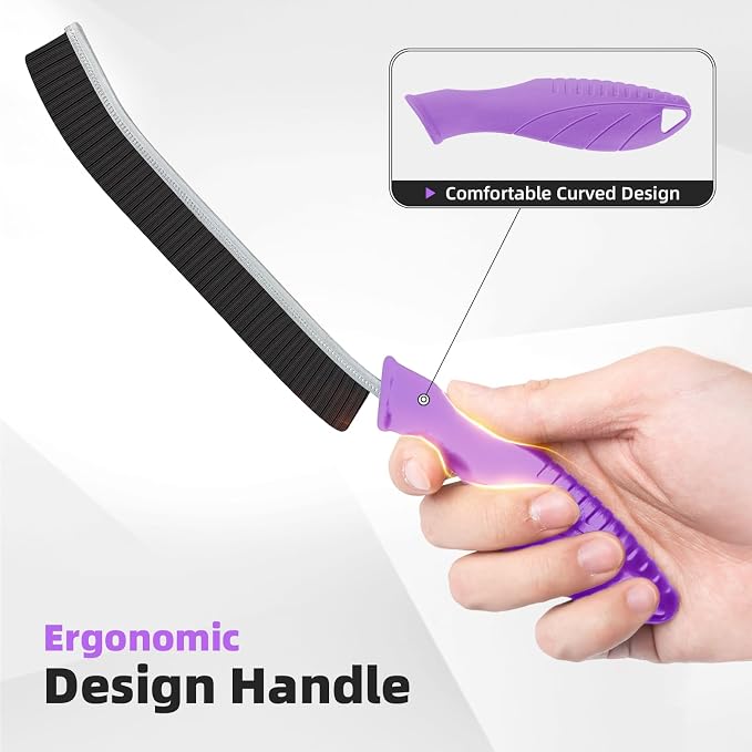 FOOGWEE Hard Bristle Crevice Cleaning Brush - Cleaning Supplies - Grout Cleaning Brushes for Household Use - Crevice Cleaning Tool for Bathroom, Home and Kitchen (3, Purple)