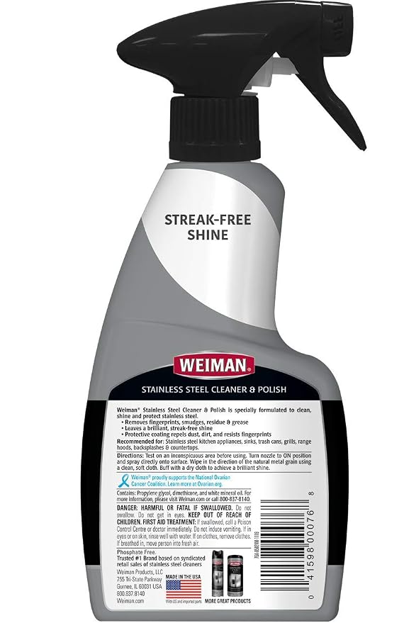 Weiman Stainless Steel Cleaner & Polish, 12 Fl Oz (Pack of 6)