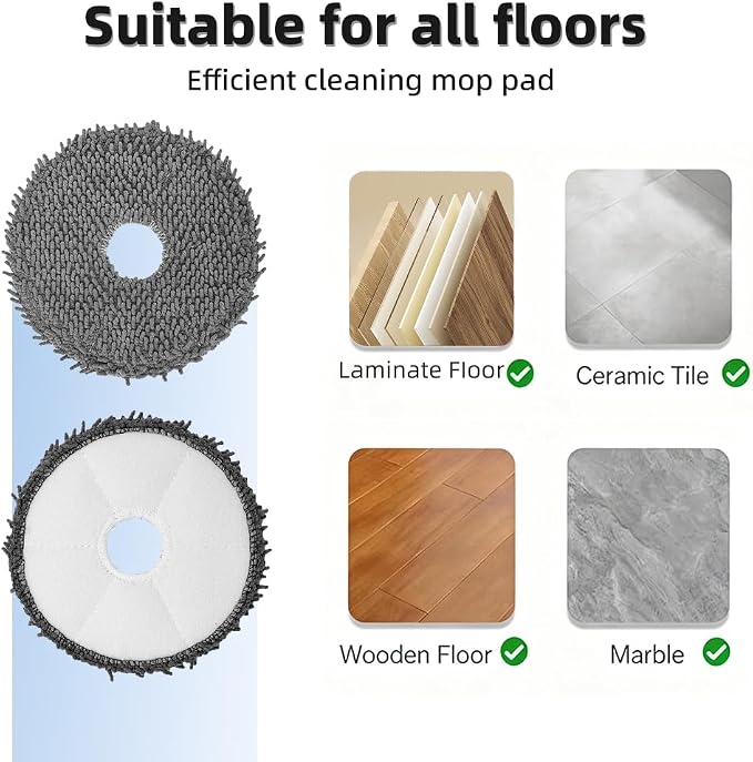 8 Pack Mop Pads for iRobot Roomba Plus 405 Combo/505 Combo Robot Vacuum Cleaner, Spin Cleaning Pads Replacement Parts Accessories Set
