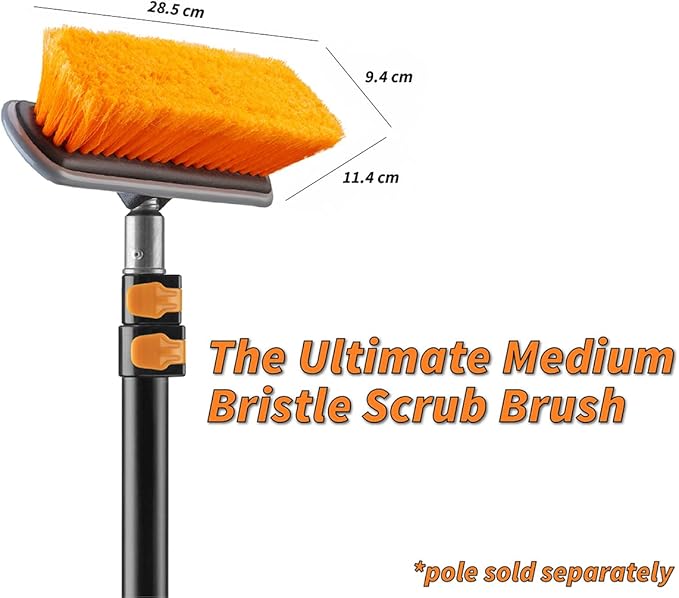Medium Bristle Deck Scrub Brush - Composite Deck Brush Head & Vinyl Siding Brush // Boat Scrub Brush, Roof Brush for Extension Pole // Exterior, Patio & Deck Cleaning Brush (Pole Sold Separately) | Composite Deck Brush Head // Boat Scrub Brush, Roof Br...