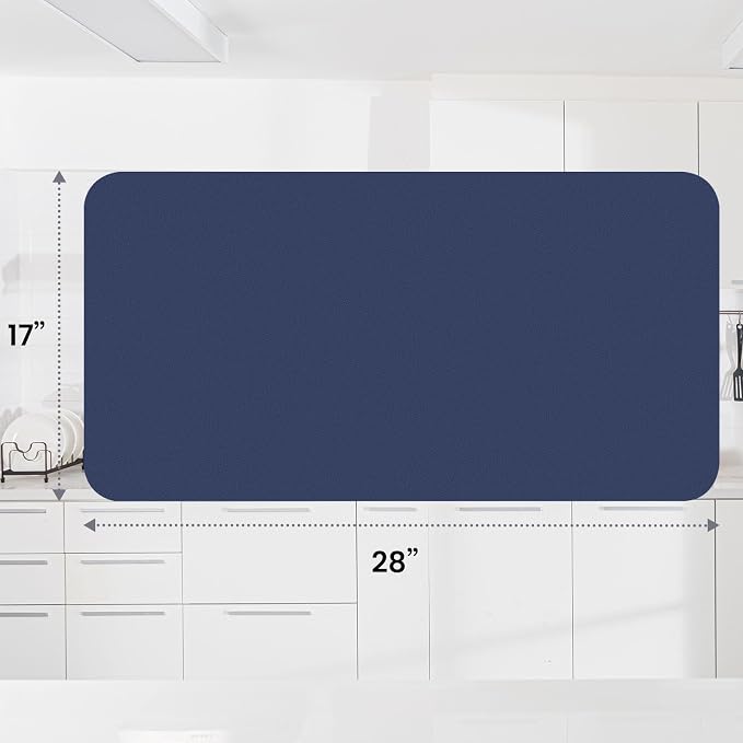 WISELIFE Dish Drying Mat Super Absorbent Drying Mat Large Dish Drying Mats for Kitchen Counter Easy Clean Dish Mat Kitchen Drying Mat18"x 28" Classic Blue