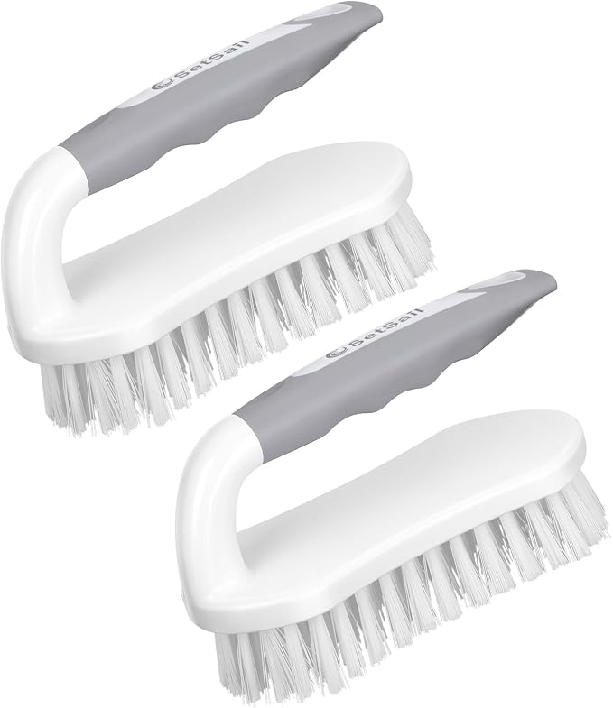 SetSail Scrub Brush, Heavy-Duty Scrub Brushes for Cleaning with Stiff Bristles Cleaning Brush for Shower, Bathroom, Carpet, Kitchen and Bathtub Scrubber - 2 Pack | Durable Bristles Ergonomic Non-Slip Tpr Grip. U-Style Hanging Loop for Storage. Use for ...