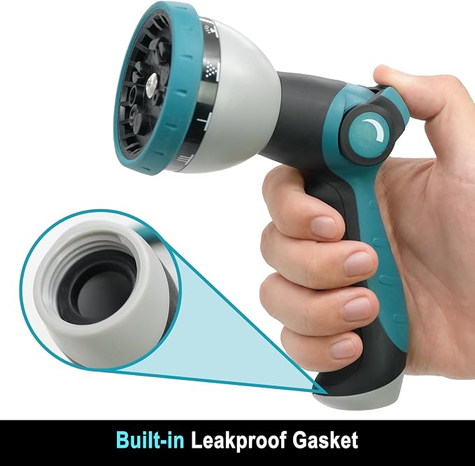 Besiter Hose Nozzle, Garden Hose Nozzle with 10 Spray Patterns, Thumb Control On Off Valve, Adjustable and Heavy Duty for Washing Car, Watering Plants, Washing Pets, and Home Use
