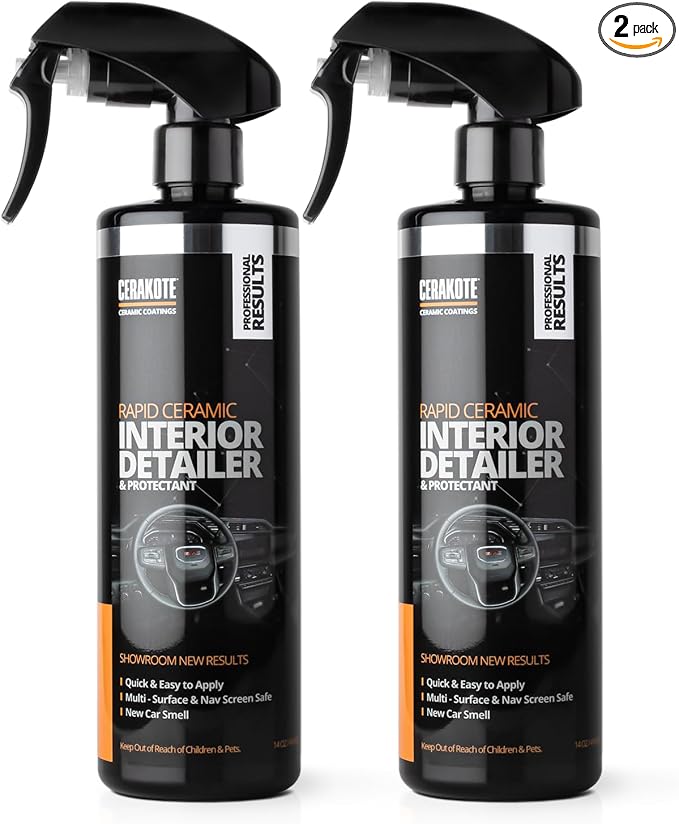 CERAKOTE Rapid Ceramic Interior Detailer and Protectant (28 fl oz.) – Quick and Easy – Multi-Surface Safe – Interior Car Cleaner Spray – Dry to the Touch – Clean and Protect Your Car, Truck, or SUV