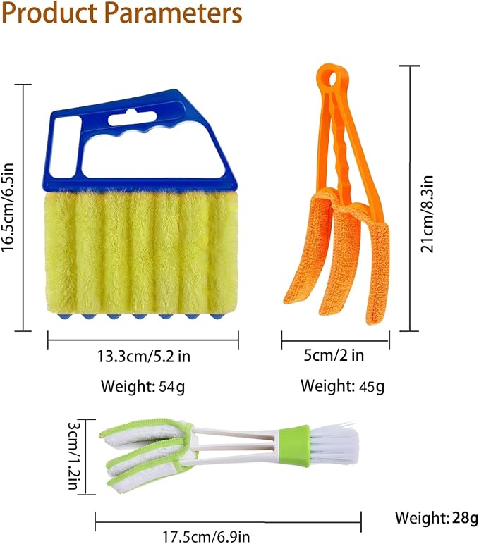 Washable Blind Cleaner Tool, Blind Duster, Microfiber Dusting Brush for Venetian Blinds, Window Shutters, Air Conditioner Vents（3-Pack）