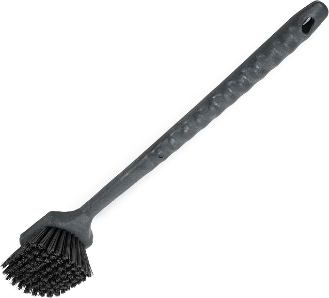 SPARTA 20" Floater Scrub Brush with Long Handle, Oil-Resistant Polyester Bristles, Multiple Trim Angles, Foam-Injected Polymer Block, Commercial Cleaning Tool, Black