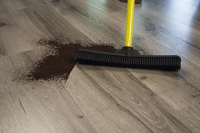 FURemover Pet Hair Removal Rubber Broom, 58" Telescopic Handle | Multi-Surface Rubber Broom with Built in Squeegee Edge, Sweeps up Fur, Hair, and Debris on Tile, Wood, Vinyl, and Carpet