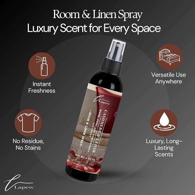 Lapew Room & Linen Spray | Fragrance Mist for Home, Car & Office | Fabric & Air Freshener | Neutralizing Mist | Made in USA | Cashmere & Cedar