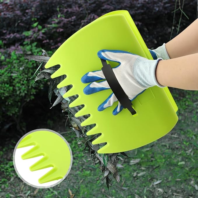 2 Sets Leaf Scoops Hand Rakes with 2 Pairs Gloves, Large Lightweight Plastic Leaf Grabbers for Picking Up Leaves, Lawn Debris, Grass Clippings, Garden Yard Waste and Trash