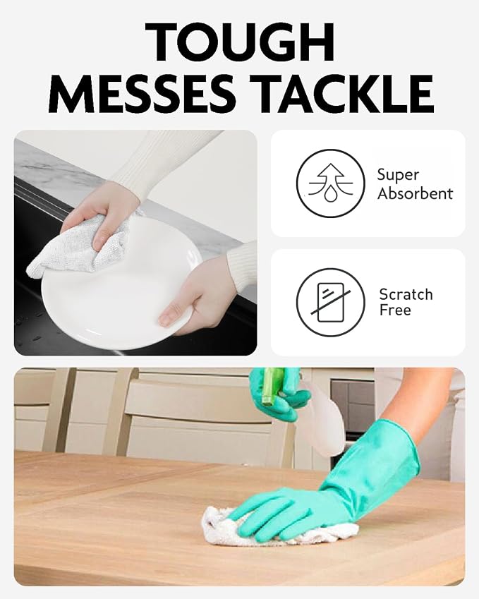 Fantasticlean Microfiber Cleaning Cloth Roll- 75 Sheets, 12" x 12" (White) | Super Absorbent, Lint-free, Tear-away Microfiber Towel Roll, for All-Purpose Cleaning, Reusable Alternative to Paper Towels