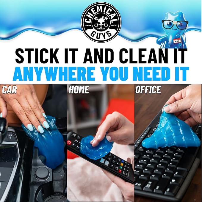 Chemical Guys, Sticky Icky Car Cleaning Gel, Green Apple, 4 Pk | Reusable car interior gel presses into vents, consoles and cup holders to lift dust and crumbs, fresh green apple scent