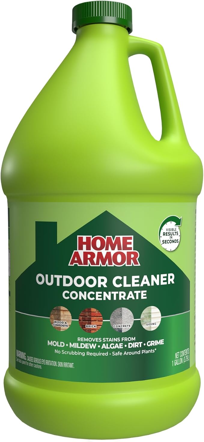 Home Armor Outdoor Cleaner Concentrate, 1 gal., Remove Stains from Mold, Mildew, Algae, Dirt and Grime for Visible Results in Seconds, No Scrubbing Required, Plant Safe