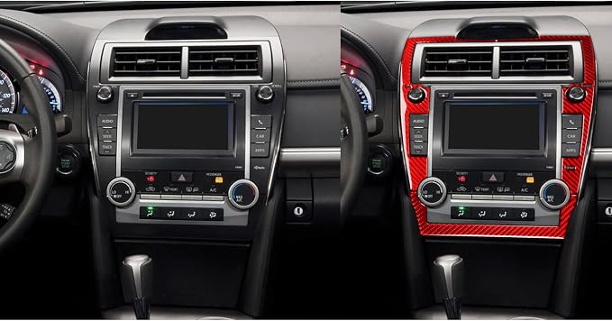 Real Carbon Fiber Trim for Toyota Camry Accessories | for 2012 2013 2014 Multimedia Panel Frame Interior Thick Overlay Decal
