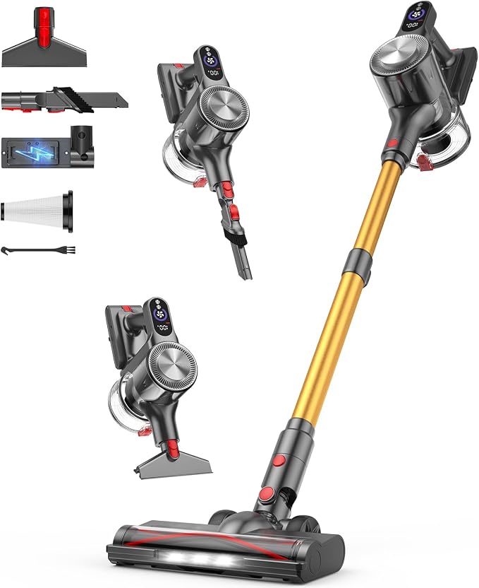 Natrogix Cordless Vacuum Cleaner, Stick Vacuum Cordless Lightweight, 45Mins Runtime, 3 Suction Modes, Smart Display, Wall-Mounted Charging, Vacuum Cleaners for Home Pet Hair, Carpet, Hardwood Floor