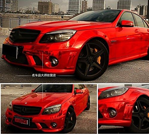 DIYAH Gloss Chrome Mirror Vinyl Car Wrap Sticker with Air Release Bubble Free Anti-Wrinkle 12" X 60" (1 FT X 5FT) (Red)