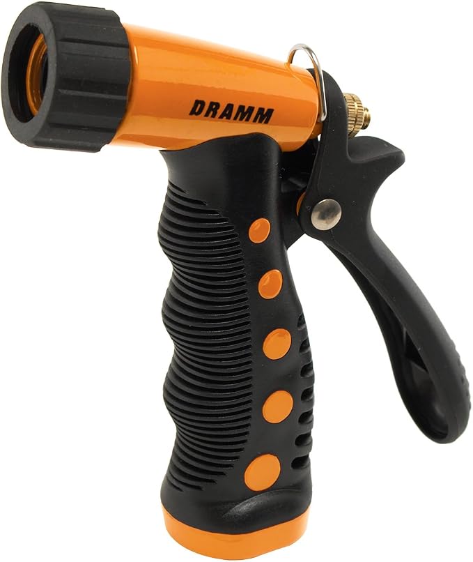 Dramm ColorStorm Premium Pistol Spray Nozzle – Heavy-Duty Adjustable Garden Hose Sprayer with Ergonomic Grip & Variable Water Patterns for Garden, Car, Deck, and Outdoor Cleaning – Orange