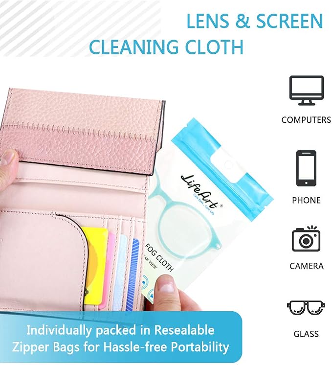 LifeArt Anti Fog Cloth for Eyeglasses, Microfiber Cleaning Cloth for Screen, Goggles and Ski Masks, Nano Technology, Reusable 700 Times, Safe on All Types of Lens Coating, Streak-Free (1 Pack)