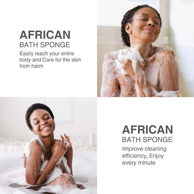 UJFQBH 3 Pieces African Bath Sponge African Net Long Net Bath Sponge Exfoliating Shower Body Scrubber Back Scrubber Skin Smoother,Great for Daily Use (Yellow,Yellow,Yellow)