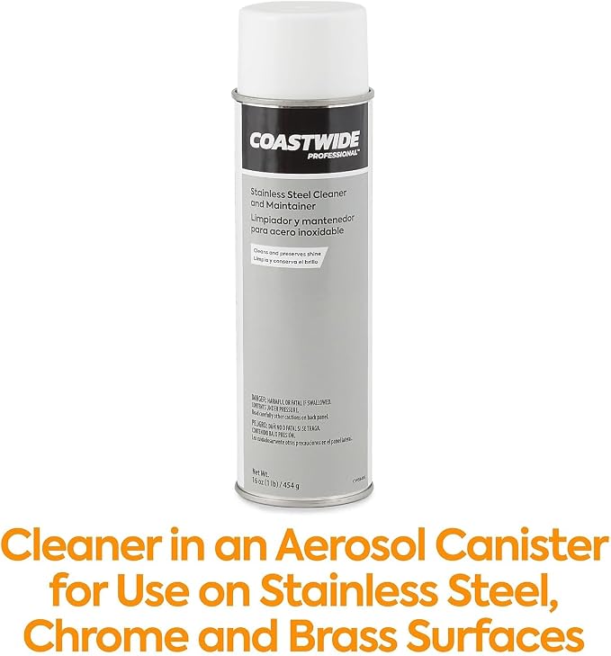 Coastwide Professional Stainless Steel Cleaner and Maintainer, Fresh & Clean Scent, 16 oz., 6/Carton
