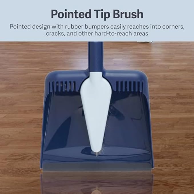 Casabella Wayclean Handheld Angled, Medium, Grey Dustpan and Brush Set, Green and Taupe