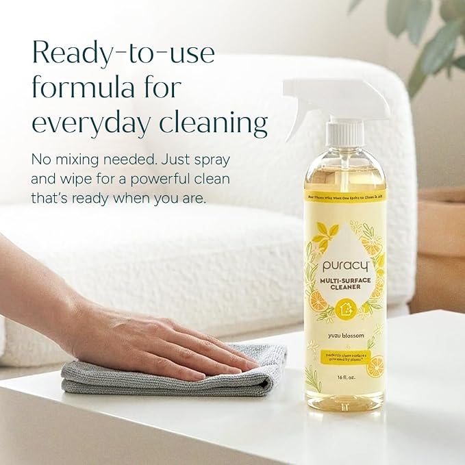 Puracy All Purpose Cleaner Spray – Plant-Powered Multi-Surface Cleaner - Surface Cleaner Solution As Seen on TikTok (Limited Edition Yuzu Blossom, 16 fl oz, 3 Pack)
