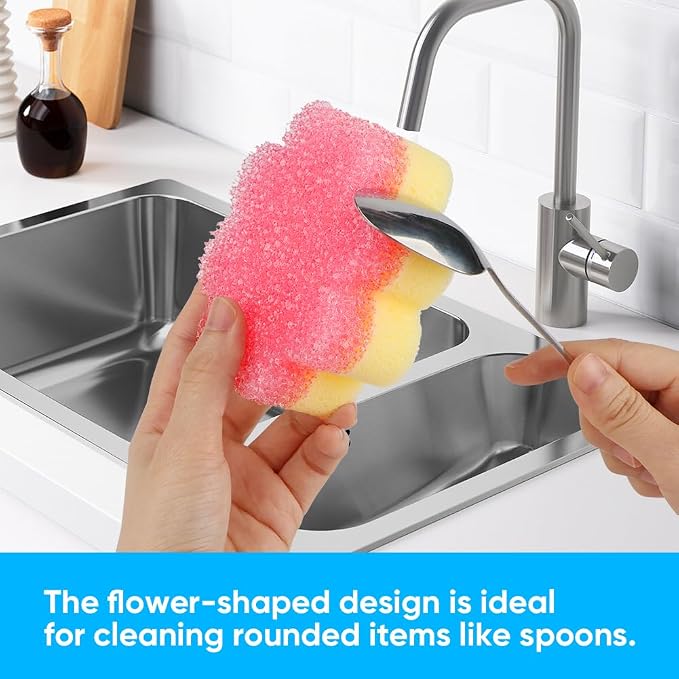 LAUNDRYLUX Scrub Sponge, Dual-Sided Temperature-Responsive Scrubber - Non-Scratch - Multipurpose Dish Sponges for Kitchens, Bathrooms, and Outdoor Use - 3 Pack