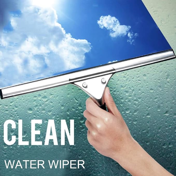 45cm 18in Grip Glass Squeegee for Window Cleaning,Stainless Steel All Purpose Squeegee with Non-Slip Handle for Shower Doors Window Car Mirror Glass (18in/45cm, Black)